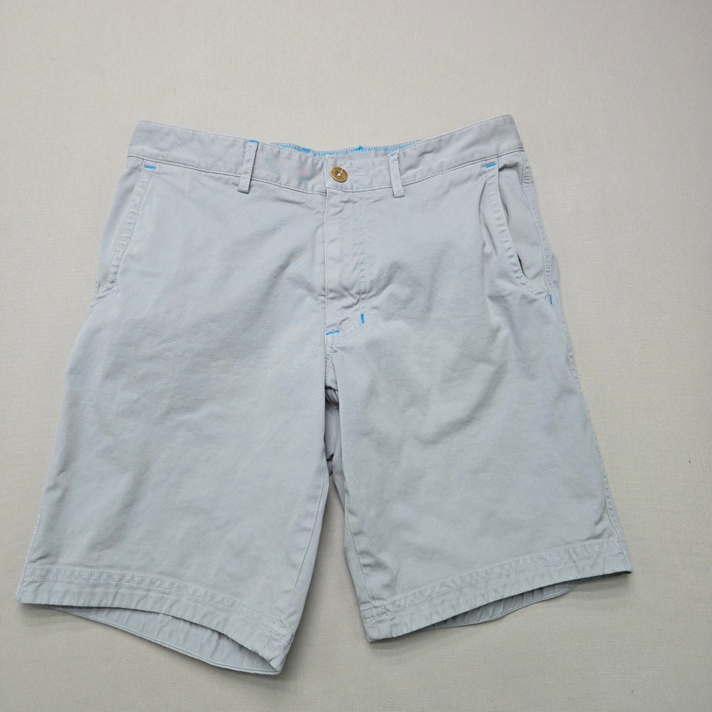 Robert Graham Shorts Classic Fit Contrast Stitch Grey Mens 30 Cotton Golf